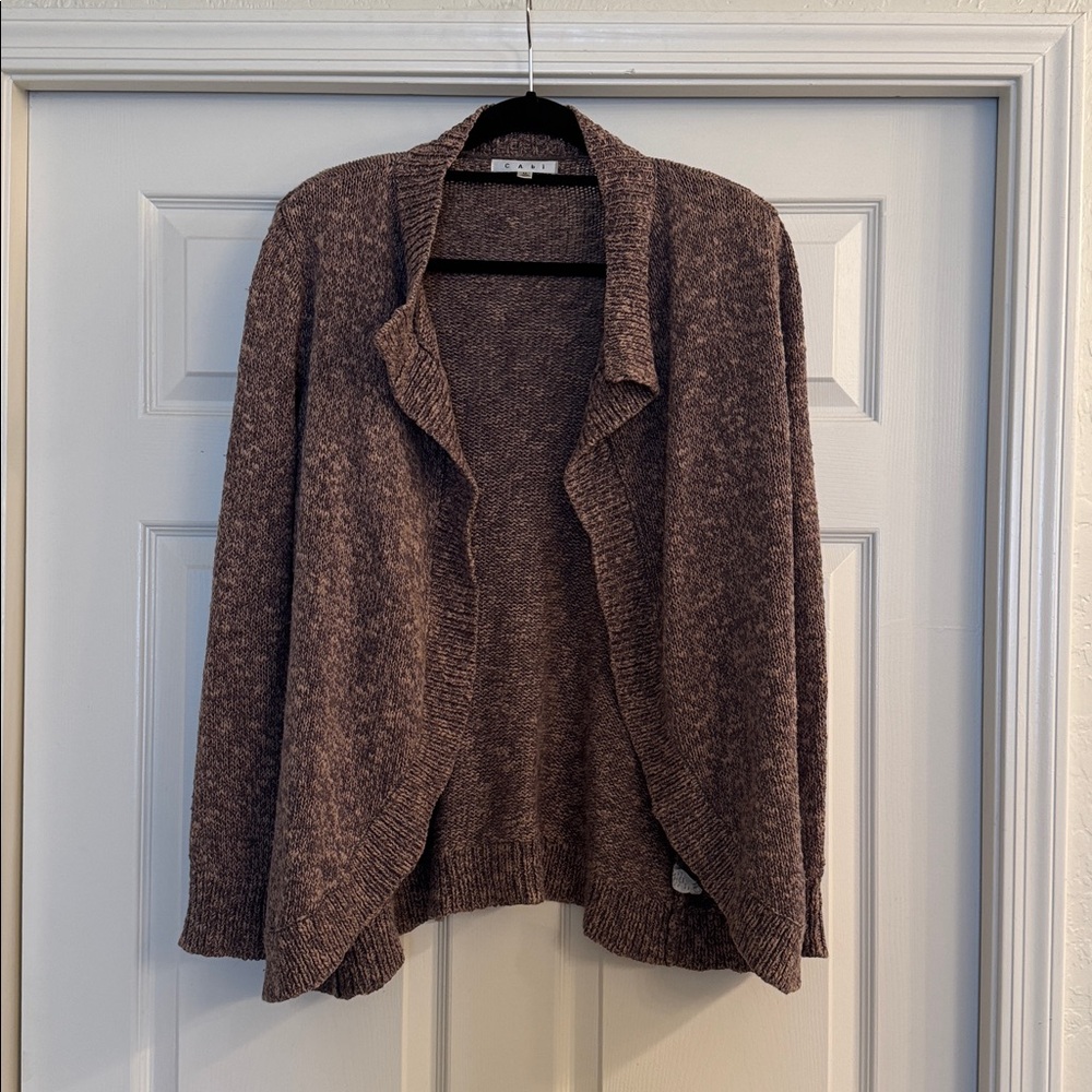 CAbi Marled Brown Open-Front Cardigan